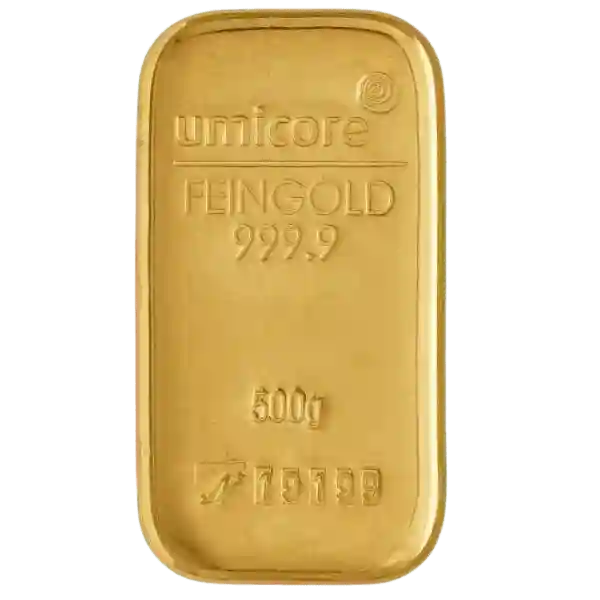 500 Gram Umicore Cast Gold Bar