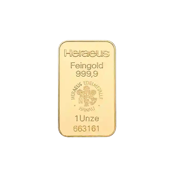 1 Ounce Heraeus Minted Gold Bar