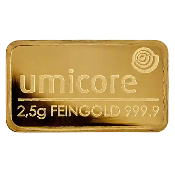 2.5 Gram Umicore Minted Gold Bar