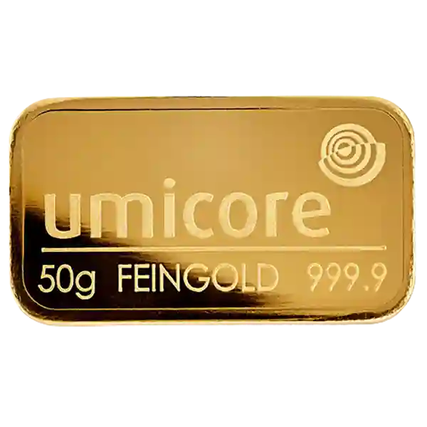 50 Gram Umicore Minted Gold Bar
