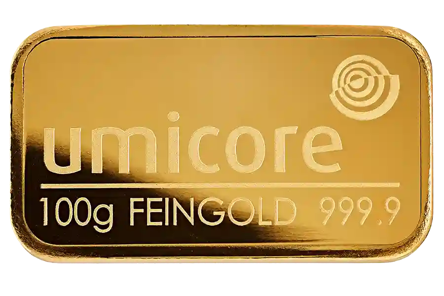 100 Gram Umicore Minted Gold Bar