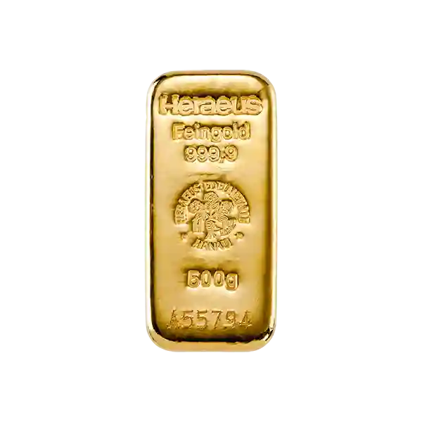500 Gram Heraeus Cast Gold Bar