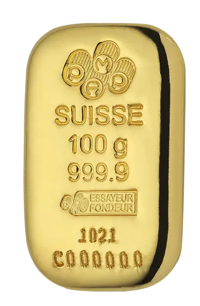 100 Gram PAMP Cast Gold Bar