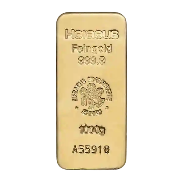 1000 Gram 1KG Heraeus Cast Gold Bar