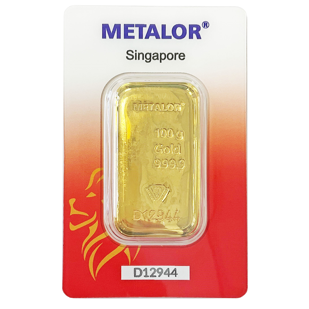 100 Gram Metalor Singapore Cast Gold Bar