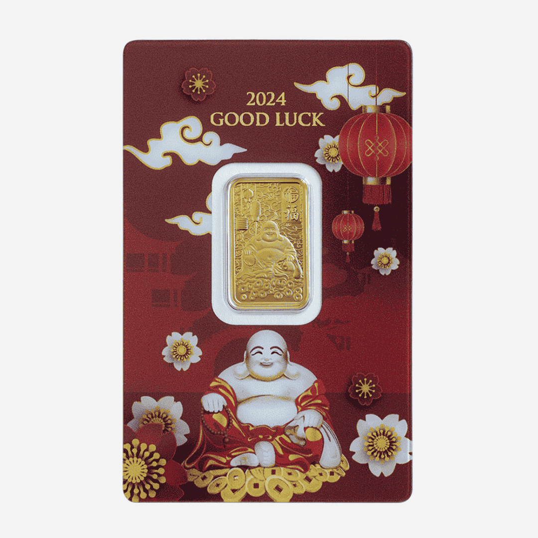 5 Gram PAMP Laughing Buddha Good Luck Gold Bar