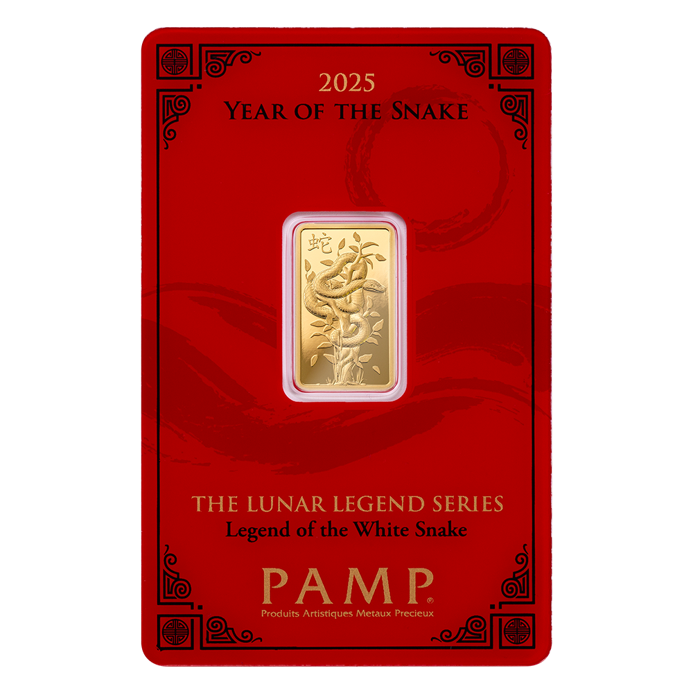 5 Gram PAMP 2025 Lunar Year of the Snake Pure Gold Bar