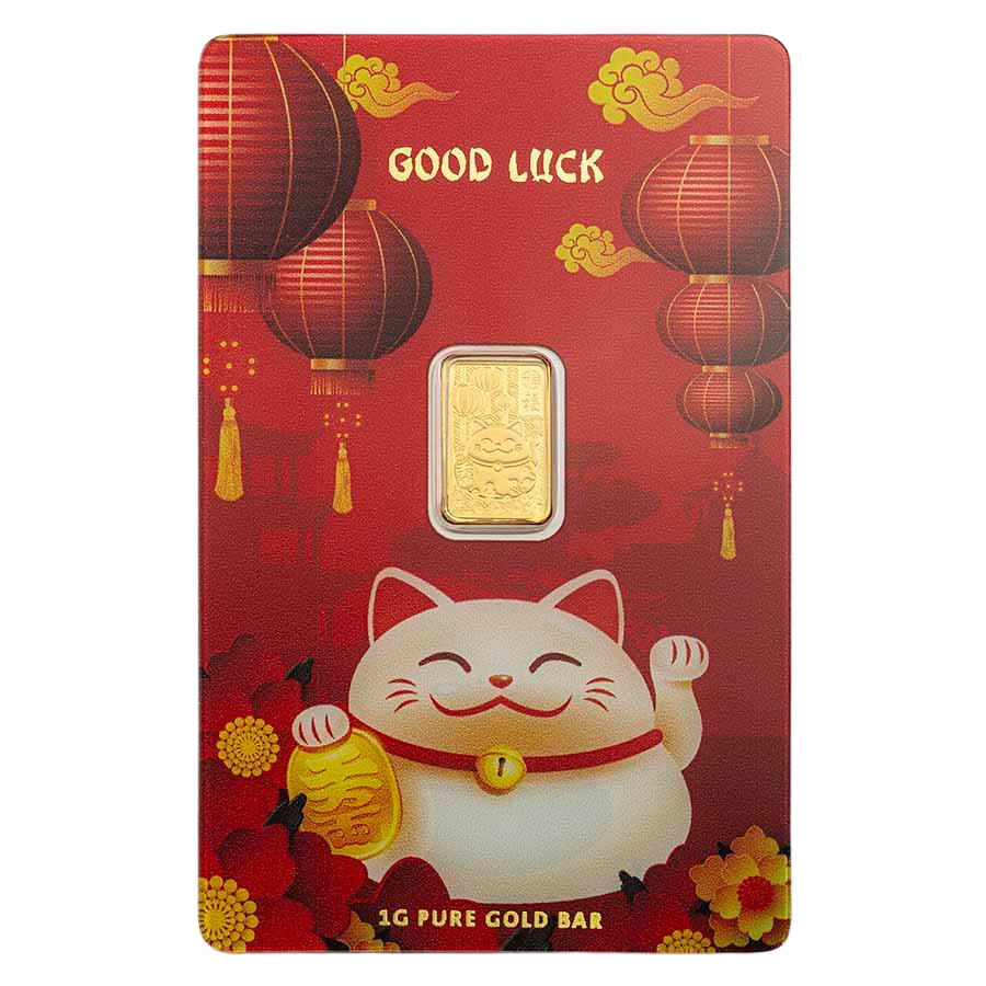 1 Gram PAMP Lucky Cat Gold Bar