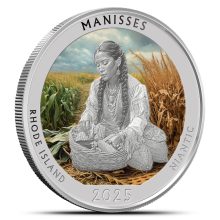 2025 1 oz Colorized Native America the Beautiful Rhode Island Silver Coin (Box + CoA)
