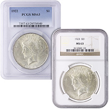 Peace Silver Dollar Coin (MS63, PCGS or NGC)