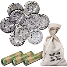 90% Silver Mercury Dimes ($1 FV, Circulated)