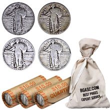 90% Silver Standing Liberty Quarters ($1 FV, Circulated)