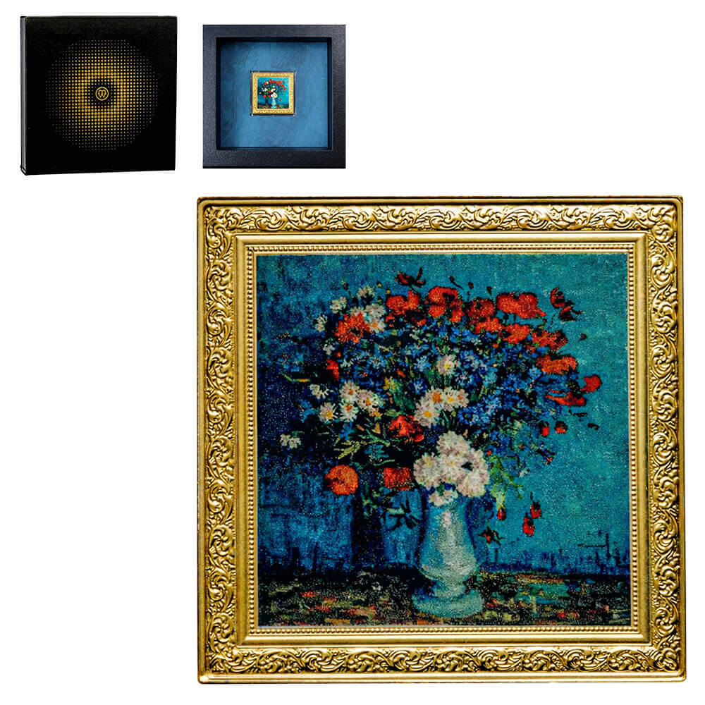 2023 Niue 1 oz Vincent van Gogh Vase with Cornflowers Gilded Silver Coin