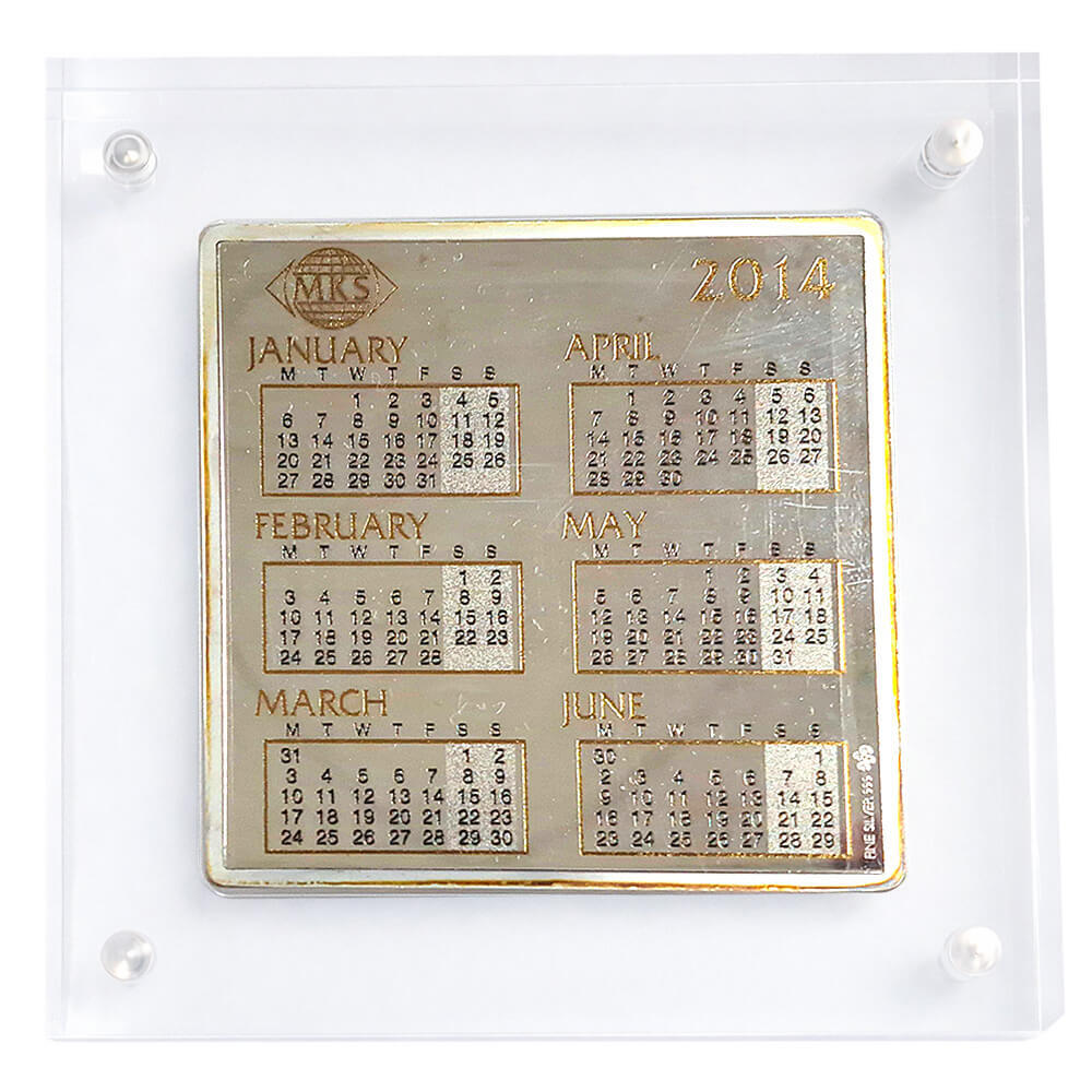 2014 1 oz PAMP Calendar Silver Bar .999 Fine