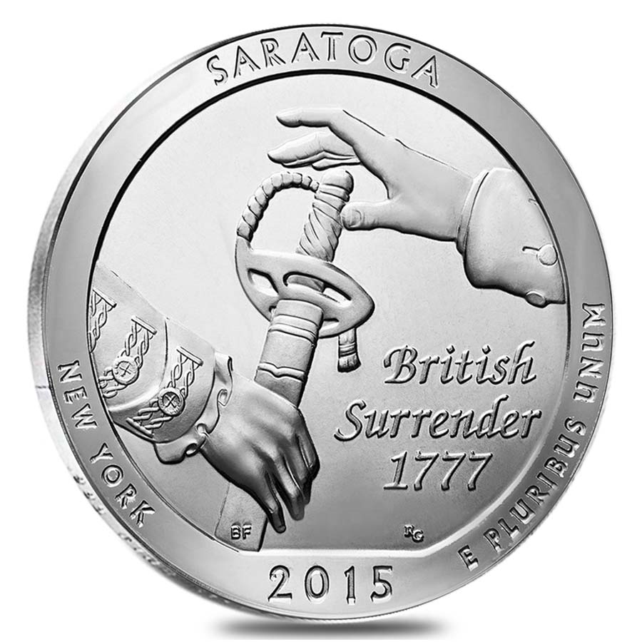 2015 5 oz Silver America the Beautiful ATB Saratoga National Park Coin