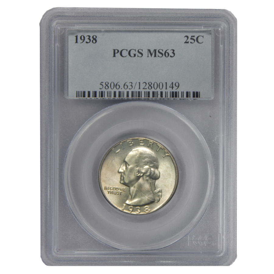 1938 Washington Silver Quarter PCGS MS 63