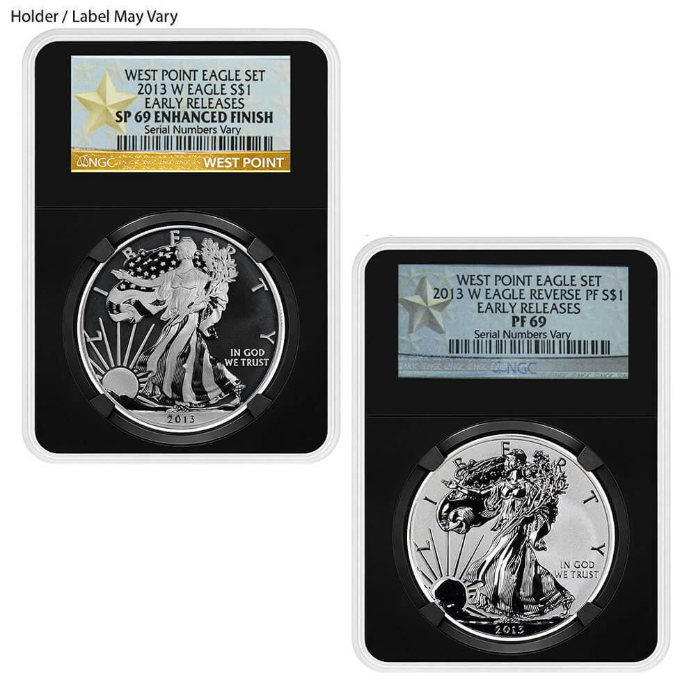 2013-W 2 oz Enhanced/Reverse Proof Silver American Eagle 2-Coin Set NGC PF/SP 69