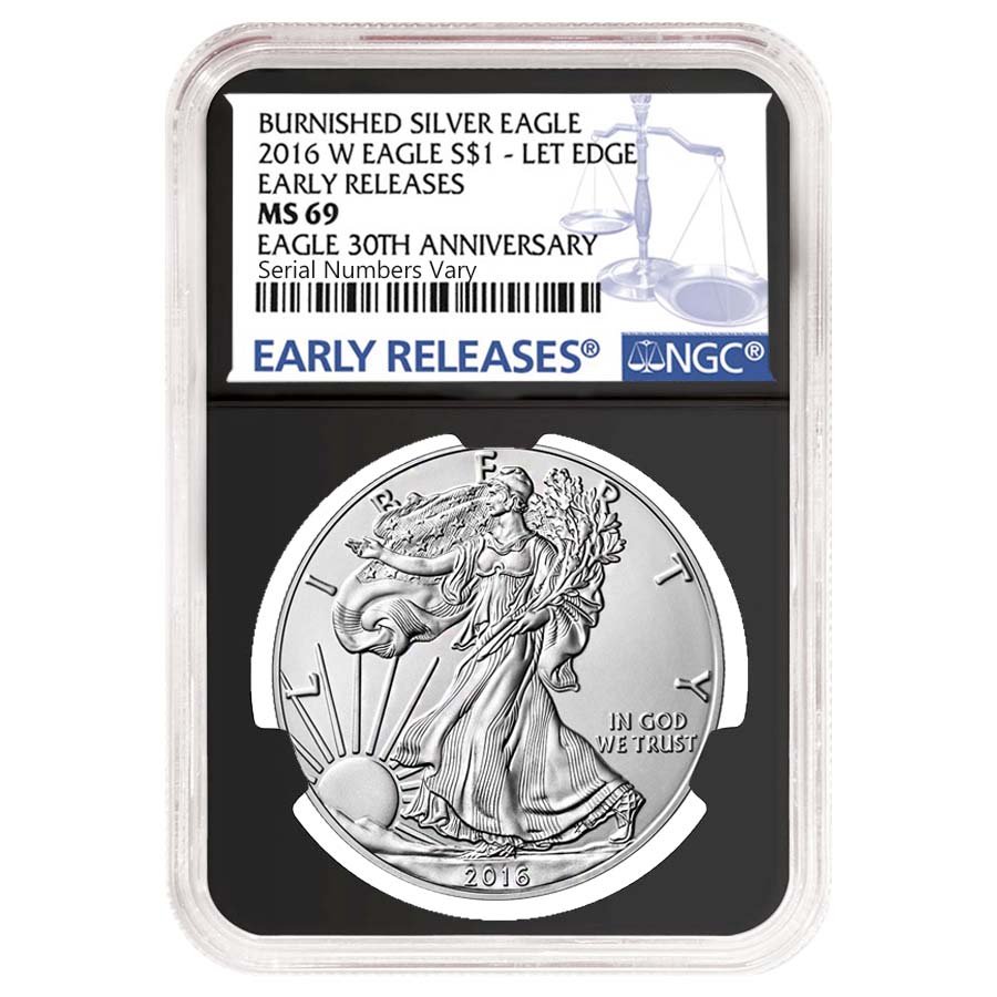 2016-W 1 oz Burnished Silver American Eagle NGC MS 69 Early Releases - 30th Anniversary (Retro)