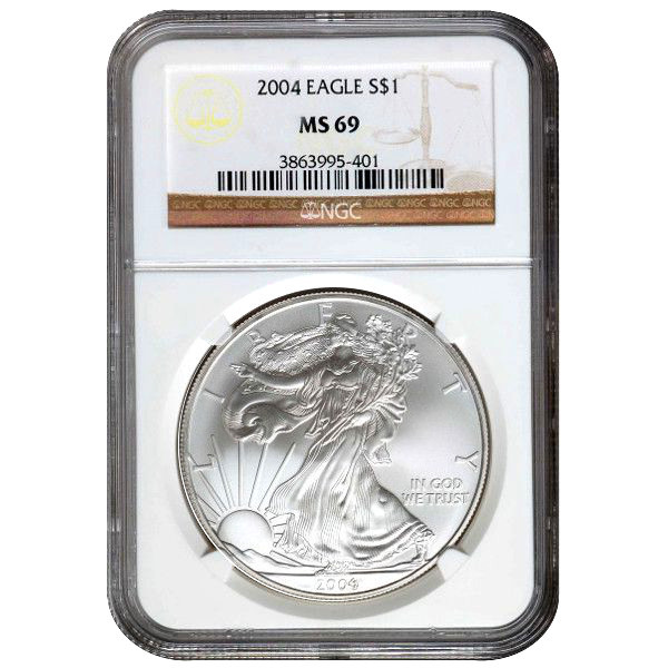 2004 1 oz American Silver Eagle Coin NGC MS69