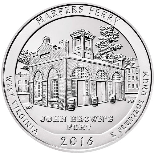 2016 5 oz ATB Harpers Ferry National Historical Park Silver Coin