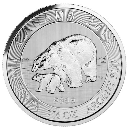 2015 1.5 oz $8 Canadian Silver Polar Bear and Cub Coin