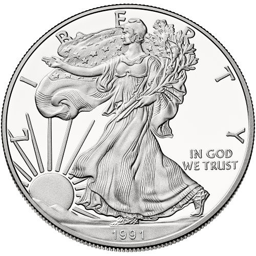 1991-S 1 oz Proof American Silver Eagle Coin (Box + CoA)