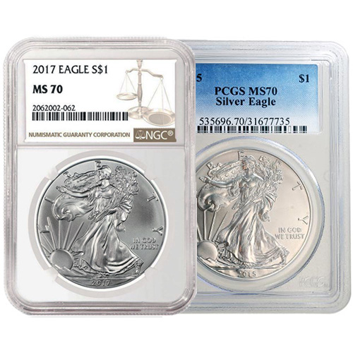 1 oz American Silver Eagle MS70 (Random Year, Varied Label, PCGS/NGC/CAC)