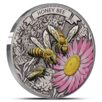 2025 Antique Colorized Australian Honey Bee 2 oz Silver Coin with Box &amp; CoA