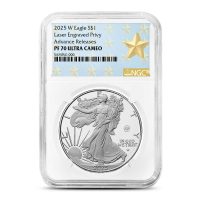 2025-W Proof Laser Beam Privy American Eagle 1 oz Silver Coin NGC PF70 UCAM AR