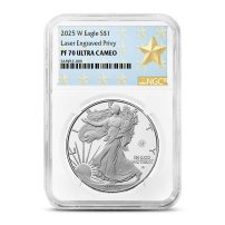 2025-W Proof Laser Beam Privy American Eagle 1 oz Silver Coin NGC PF70 UCAM