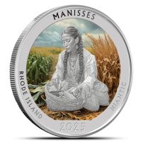 2025 Colorized Native America the Beautiful Rhode Island 1 oz Silver Coin with Box &amp; CoA