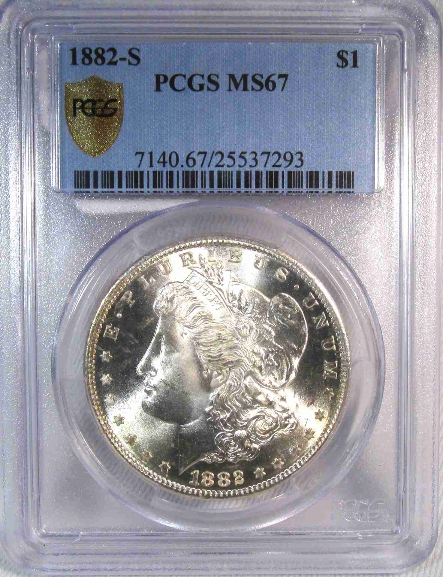 Blue Chip Quality 1882-S Silver Morgan Dollar PCGS MS67 XX122