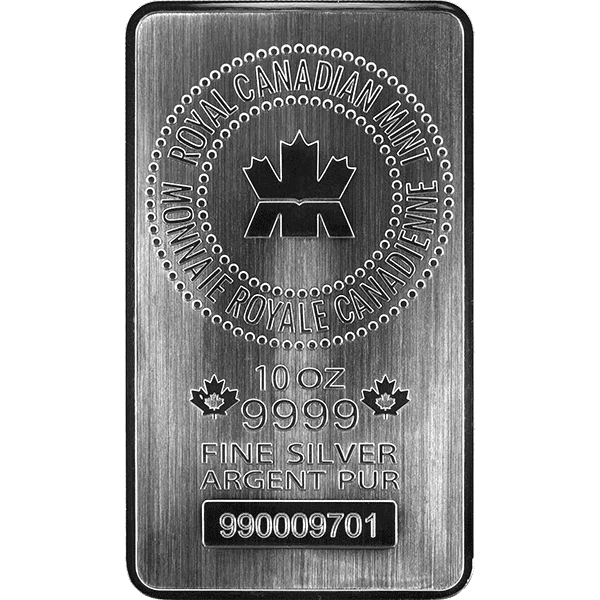 10 oz Royal Canadian Mint Silver Bar- .999 Fine