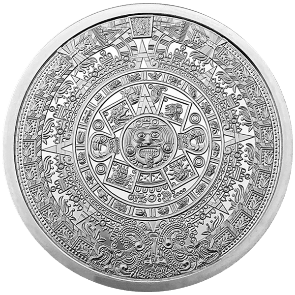 5 oz Silver Round Aztec Calendar .999 Fine