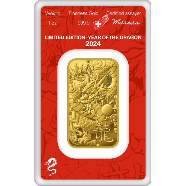 2024 1 oz Lunar Year Of The Dragon Gold Bar