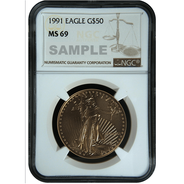 1991 1 oz Gold American Eagle NGC MS69