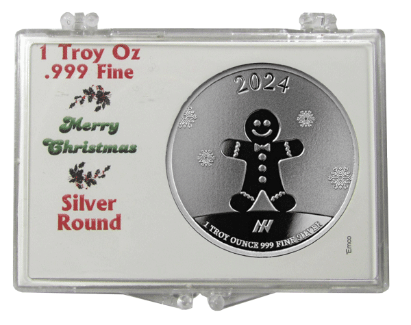 2024 1 oz Ginger Bread Silver Round – In Christmas Holder