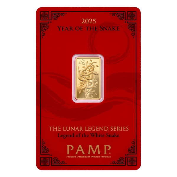 5 Gram Gold Bar PAMP Lunar White Snake