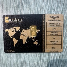 Karatbars 1g Gold Bullion Bar 999.9 Fine .9999 in Assay Card