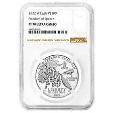 2022-W $100 Proof American Platinum Eagle Freedom of Speech NGC PF70UC Brown