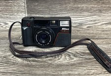 Vintage Nikon One Touch 35mm Film Camera Point Shoot Flash Black Japan Strap