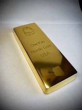 1 KG Nordic Gold Bullion - .999 Polished Ingot Bar - Bronze Alloy - USA