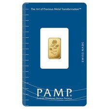 PAMP Suisse Rosa 1 gram .9999 Gold Bar - Sealed Assay Card