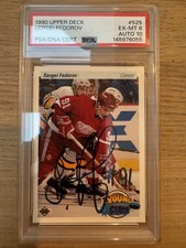 1990 Sergei Fedorov Signed Young Gun PSA 6 Auto 10. Very Rare!