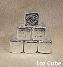 1 oz Cube 999+ Fine Silver Bullion Bar by Yeager's Poured Silver - YPS