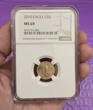2010 $5 American Gold Eagle 1/10 oz Gold NGC MS69 Certified Coin