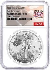 1776-2026 W $1 Enhanced Unc Silver Eagle 250th Liberty Bell Privy NGC MS70 FDOI