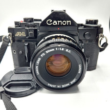 Canon A-1 A1 35mm SLR Film Camera w/ 50mm FD lens Kit - Tested & Working Great!