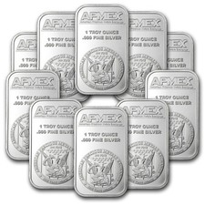 1 oz Silver Bar APMEX (lot of 10) .999 Fine