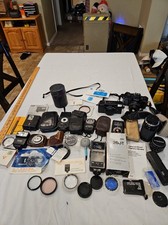 Vintage Photography Junk Drawer Lot - Minolta X-370N Konica C35 Lenses...